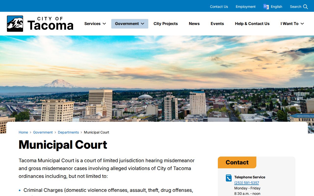 Tacoma Municipal Court official webpage