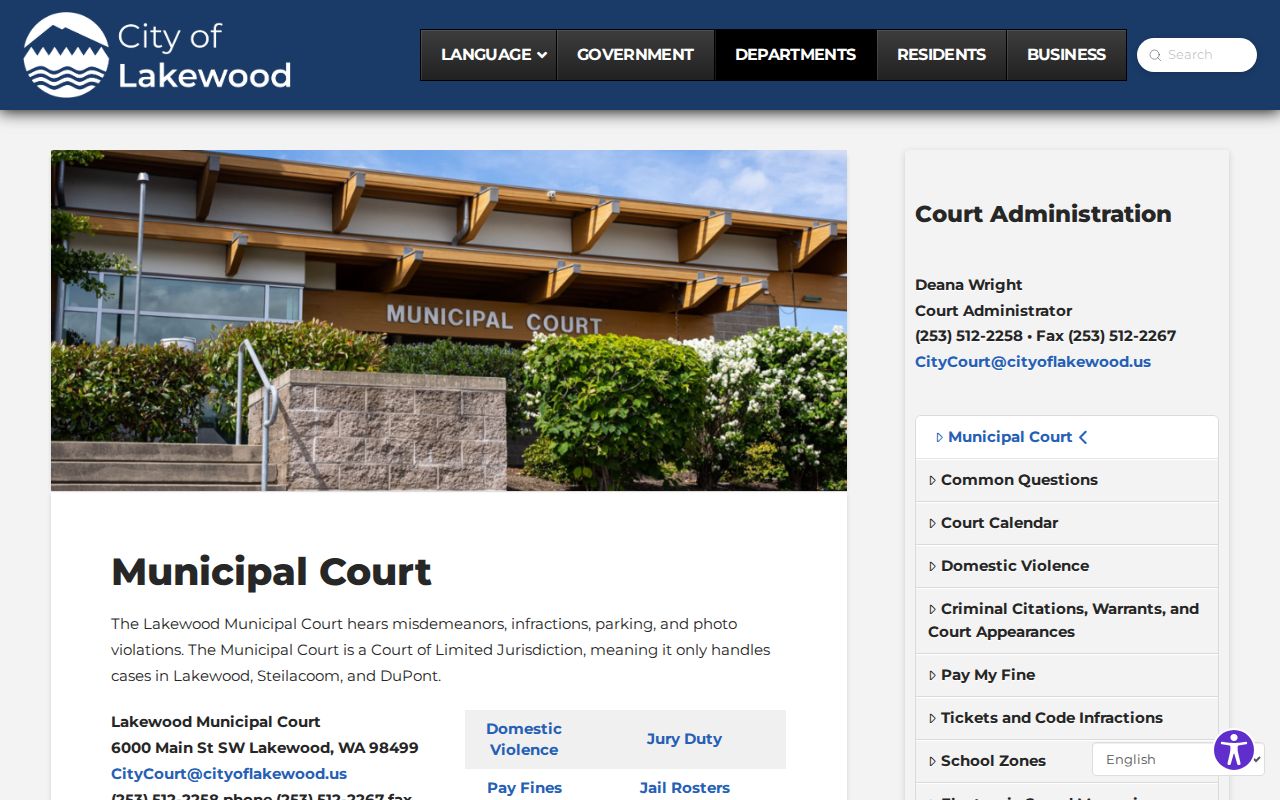 Lakewood Municipal Court official webpage